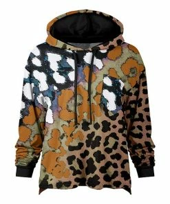 Lily | Rust & Teal Jungle Print Drawstring Funnel Neck Top - Plus