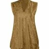 Lily | Gold Velvet Sleeveless V-Neck Tunic - Plus