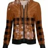 Lily | Rust & Black Plaid Floral-Accent Velvet Zip-Up Hoodie - Plus