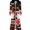 Lily | Black & Orange Geometric Hooded Duster - Women