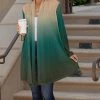 Lily | Green & Beige Ombré Shawl-Collar Open Cardigan - Plus