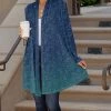 Lily | Blue & Turquoise Ombré Vine Shawl-Collar Open Cardigan - Plus