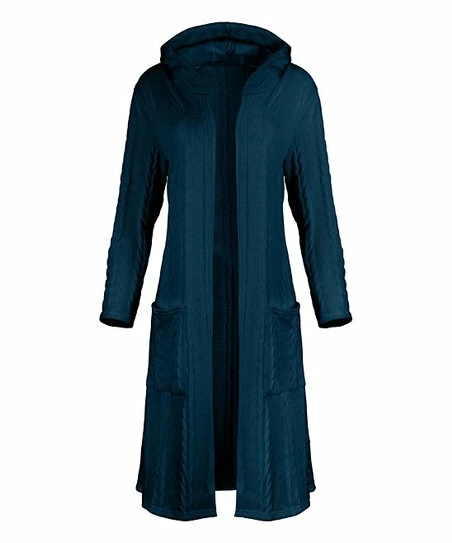 Lily | Navy Pocket Hooded Open Duster - Women 1 Lily | Navy Pocket Hooded Open Duster - Women