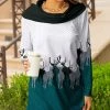 Lily | Teal & Silver Elk Color Block Cowl Neck Tunic - Plus