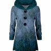 Lily | Blue & Teal Ombré Argyle Velvet Button-Front Hoodie - Plus