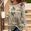 Lily | Beige & Black Vintage Script Crewneck Long-Sleeve Twist-Hem Tunic - Women & Plus