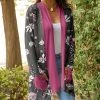 Lily | Gray & Pink Floral Pocket Open Cardigan - Women & Plus