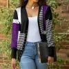 Lily | Black & Purple Geometric Cardigan - Plus