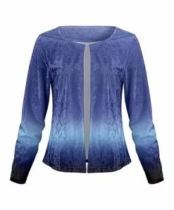 Lily | Blue & Black Ombré Velvet Open Jacket - Women