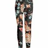 Lily | Black & Orange Floral Velvet Leggings - Women