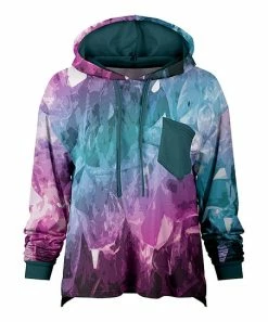 Lily | Blue & Purple Abstract Pocket Hoodie - Women