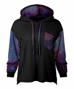 Lily | Black & Blue Geometric Pocket Hoodie - Women