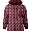 Lily | Red & Mauve Geometric Pocket Hoodie - Plus