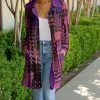 Lily | Purple & Pink Abstract Button-Up Longline Jacket - Women