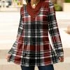 Lily | Burgundy & Black Plaid Long-Sleeve Cowl Neck Tunic - Women