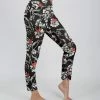 Lily | Black & White Floral Pocket-Accent High-Waist Leggings - Women