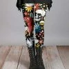 Lily | Black & Yellow Floral Skull Leggings - Women & Plus