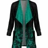 Lily | Black & Turquoise Floral Pocket Velvet Open Jacket - Plus