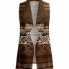 Lily | Brown & Beige Geometric Velvet Open Vest - Women & Plus
