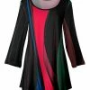 Lily | Black & Red Abstract Scoop Neck Three-Quarter Sleeve Tunic - Plus