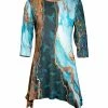 Lily | Turquoise & Gold Marble Sidetail Tunic - Plus