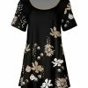 Lily | Black & Mocha Floral Scoop Neck Tunic - Women