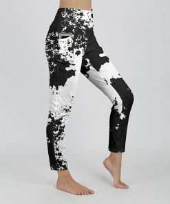 Lily | Black & White Paint Splatter Side-Pocket Leggings - Women
