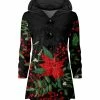 Lily | Black & Red Floral Velvet Hooded Cardigan - Plus