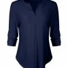 Lily | Navy Notch Neck Top - Women & Plus