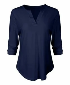 Lily | Navy Notch Neck Top - Women & Plus
