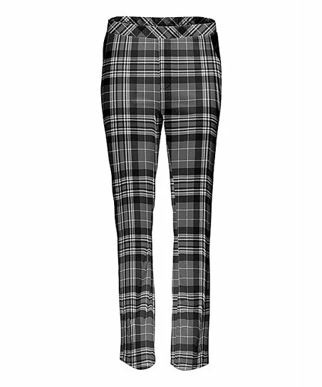 Lily | Black & Gray Plaid Straight-Leg Pants - Women 1 Lily | Black & Gray Plaid Straight-Leg Pants - Women