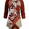 Lily | Red & White Floral Patchwork Pocket Raglan Tunic - Plus
