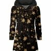 Lily | Black & Beige Star Velvet Button-Up Hoodie - Plus