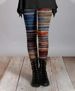Lily | Blue & Rust Knit-Print Leggings - Women