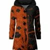 Lily | Orange & Black Floral Velvet Button-Up Hoodie - Plus