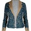 Lily | Navy & Beige Branches Open Blazer - Plus