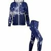 Lily | Navy & White Abstract Pocket Zip-Up Hoodie & Leggings - Women