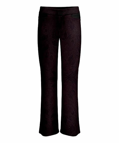 Lily | Purple & Black Floral Wide-Leg Pants - Women 1 Lily | Purple & Black Floral Wide-Leg Pants - Women