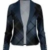 Lily | Navy & Black Plaid Open Blazer - Plus
