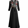 Lily | Black & White Floral Belted Button-Front Maxi Dress - Plus