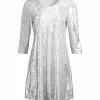 Lily | White Three Quarter-Sleeve Velvet Dress - Plus