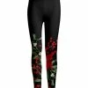 Lily | Black & Red Floral Leggings - Plus