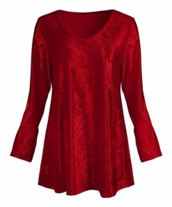 Lily | Red Velvet V-Neck Tunic - Plus
