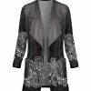 Lily | Gray & White Paisley Velvet Open Cardigan - Women