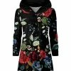 Lily | Black & Red Rose Velvet Button-Up Hoodie - Women
