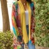 Lily | Red & Yellow Abstract Floral Pocket Open Cardigan - Women