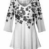 Lily | White & Black Floral V-Neck Tunic - Plus