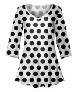Lily | White & Black Polka Dot V-Neck Tunic - Women