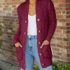 Lily | Dark Rose Knit Pocket Button-Up Grandpa Cardigan - Women