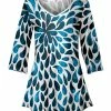 Lily | White & Blue Water Drop V-Neck Tunic - Plus